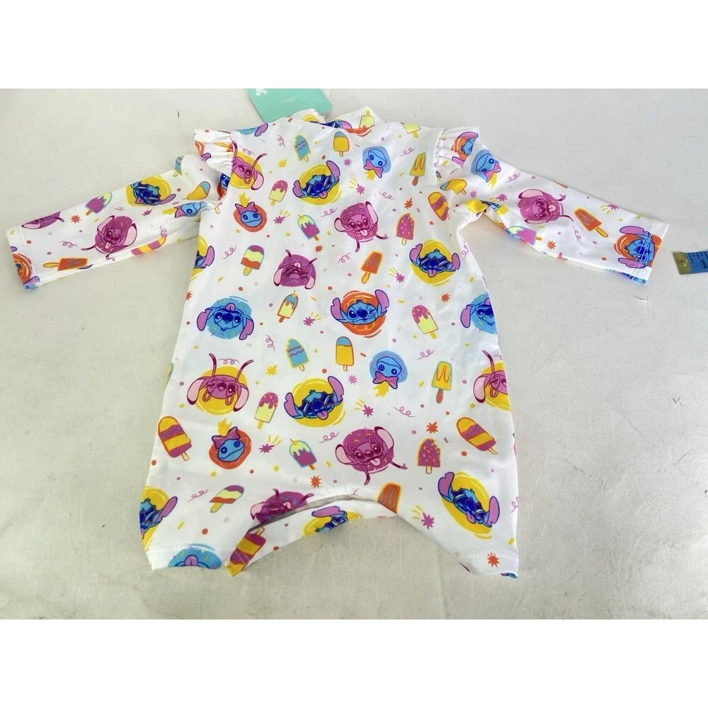 Disney Lilo & Stitch One Piece Long Sleeve Rashguard Swimsuit Baby Girl 3 Months